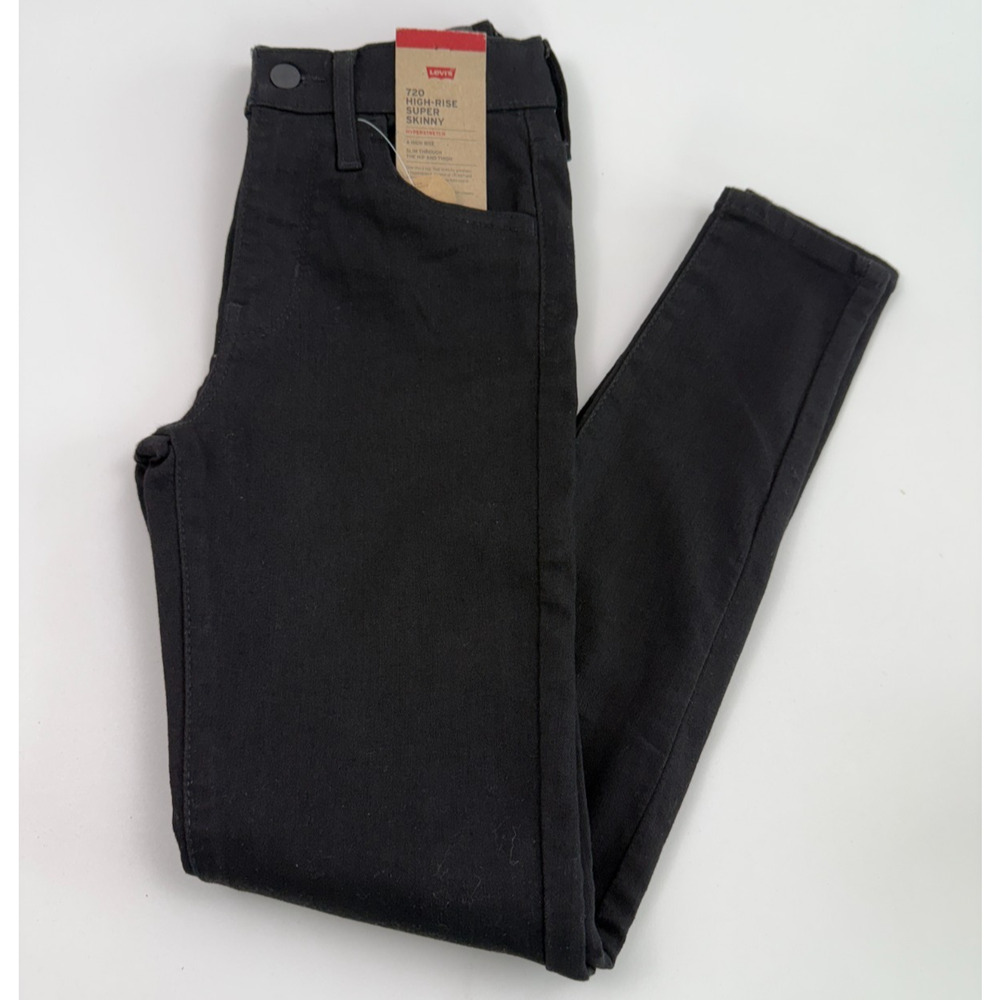 Levi's Women 720 High Rise Super Skinny Zip Fly Jeans W24xL28 Black NWT